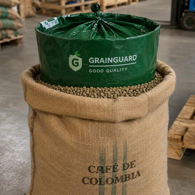 Doublure en jute hermétique aux grains de café vert